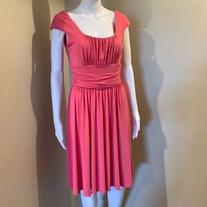 Boston Proper Vibrant Pink Flowy Boat Neck Dress, Size 8